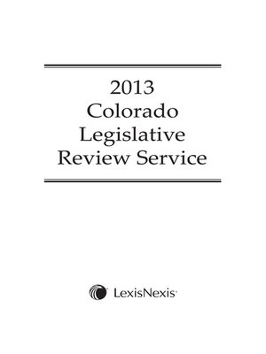 cover image of Colorado Legislative Review Service